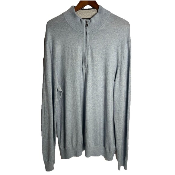 NWOT Banana Republic Sweater Mens XL Blue 1/4 Zip Pima Cotton Cashmere Pullover - Picture 1 of 7